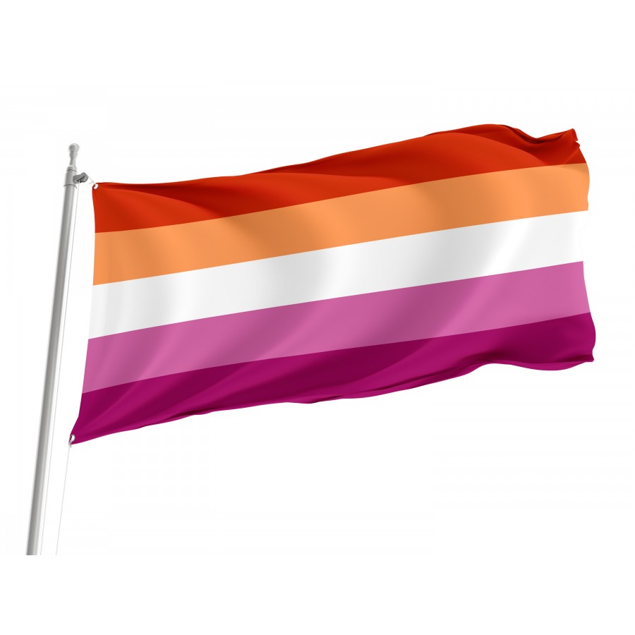 Flag of Winning Orange Pink Lesbian Pride, Unique Design Print, Flags for Indoor & Outdoor Use