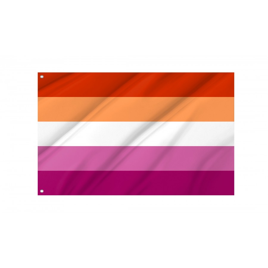 Flag of Winning Orange Pink Lesbian Pride, Unique Design Print, Flags for Indoor & Outdoor Use