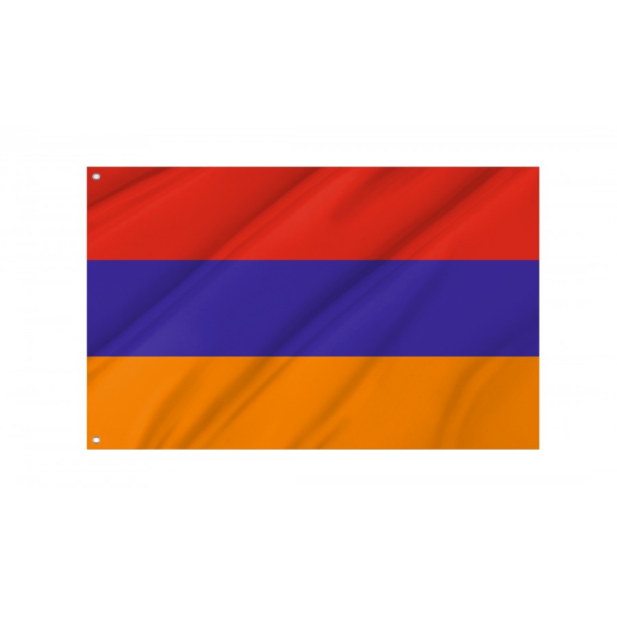 Armenia Flag flying outdoors, 3x5 polyester flag with brass grommets.