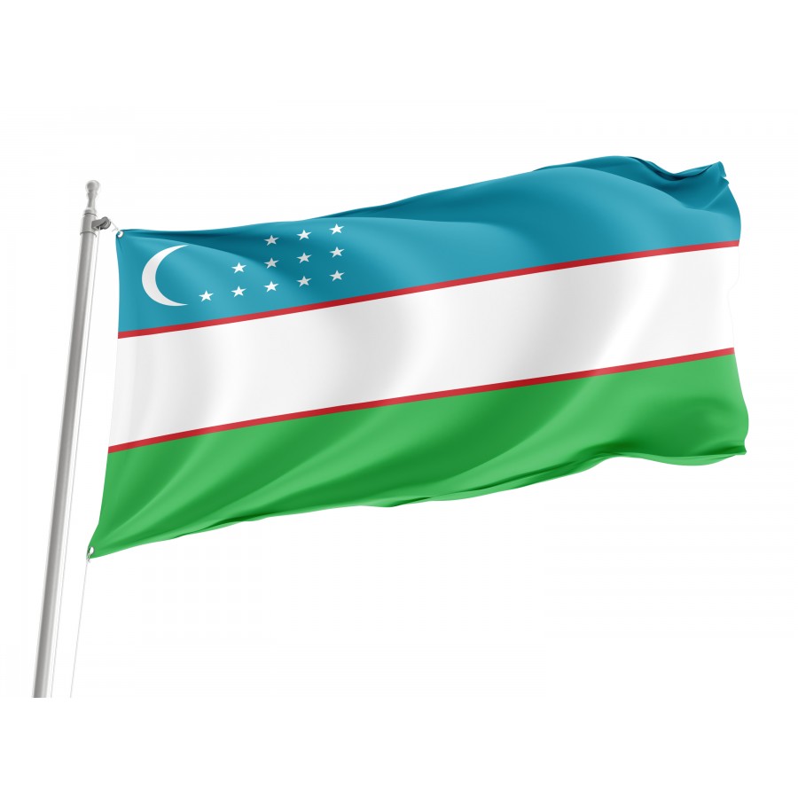 Flag of Republic of Uzbekistan, Patriotic Flags, Unique Design Print, Flags for Indoor & Outdoor Use
