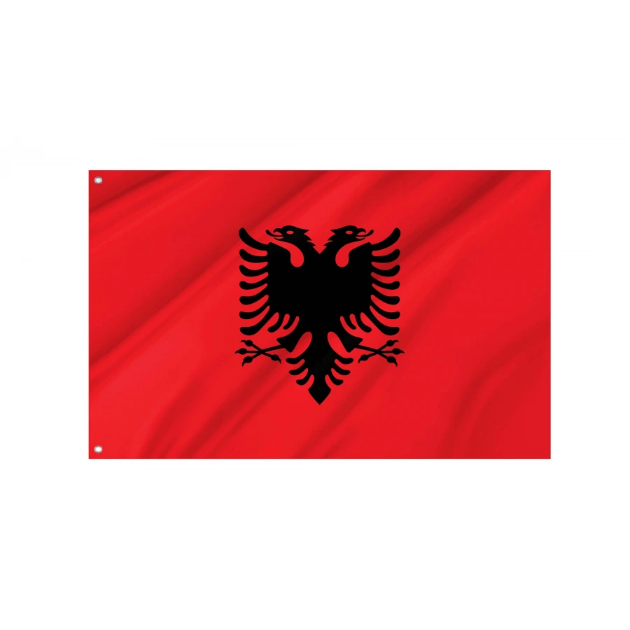 Albania national flag with black double-headed eagle on a red field