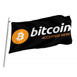 Bitcoin Accepted Here Black Flag