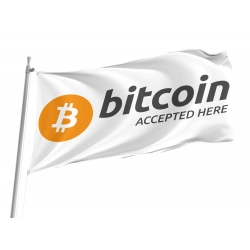 Bitcoin Accepted Here White Flag for Indoor & Outdoor Use
