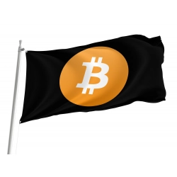 Bitcoin Big Logo Black Flag for Indoor & Outdoor Use