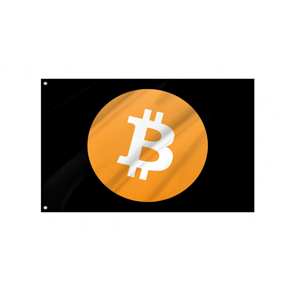 Bitcoin Big Logo Black Flag for Indoor & Outdoor Use
