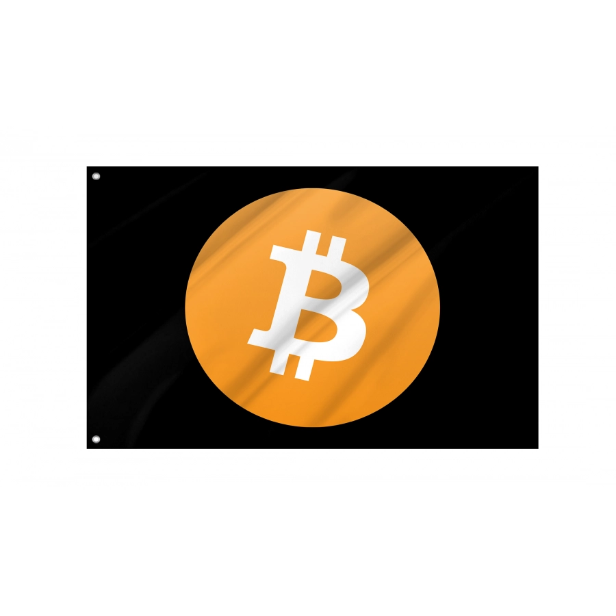 Bitcoin Big Logo Black Flag