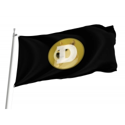 Dogecoin (DOGE) Black Flag for Indoor & Outdoor Use
