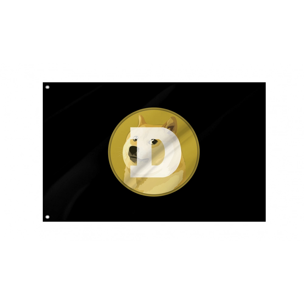Dogecoin (DOGE) Black Flag for Indoor & Outdoor Use