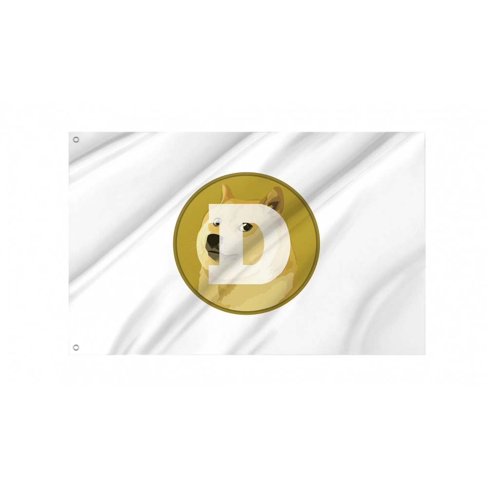 Dogecoin (DOGE) White Flag for Indoor & Outdoor Use