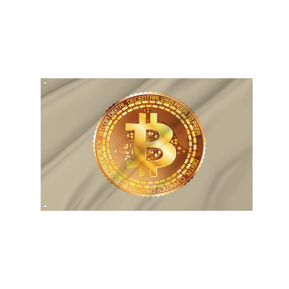 Metallic Golden Bitcoin Flag for Indoor & Outdoor Use