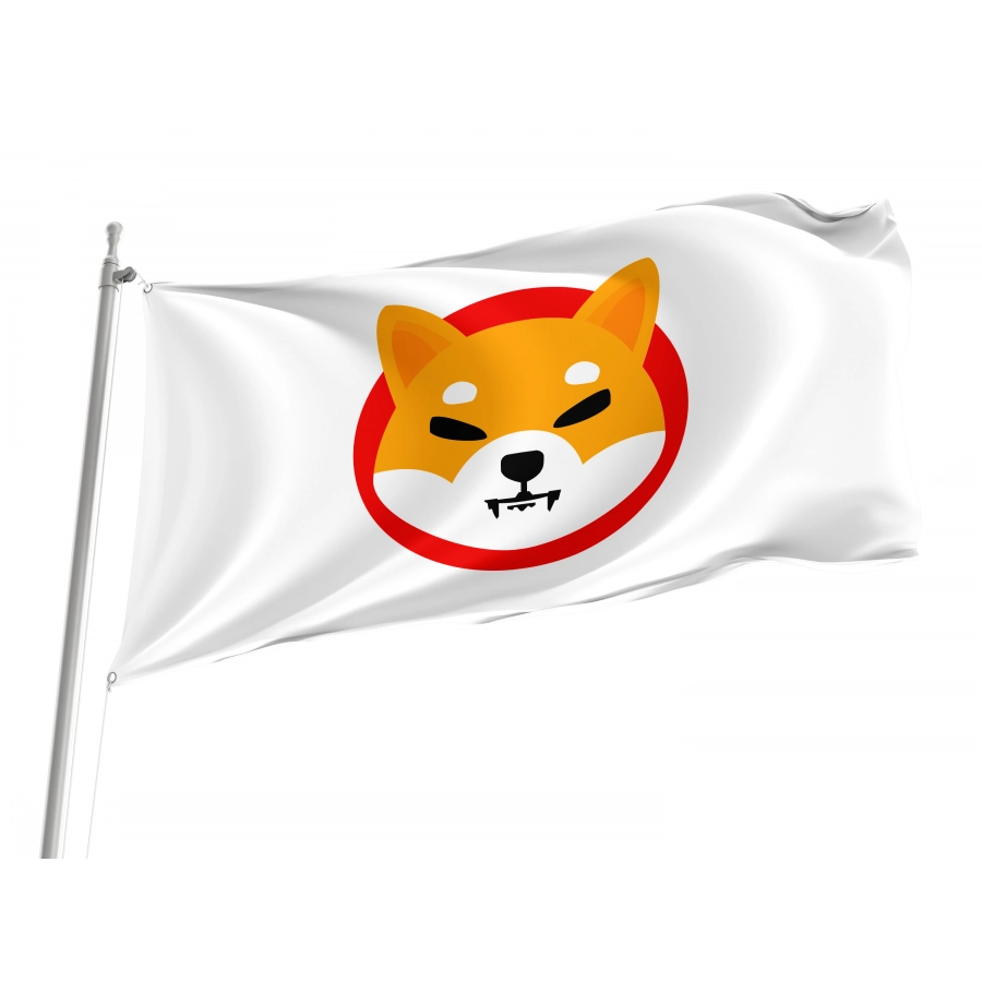 Shiba Inu (SHIB) White Flag, Unique Design Print