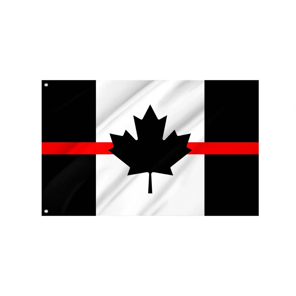 Black Canada Thin Red Line Flag for Indoor & Outdoor Use