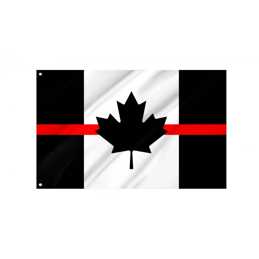 Black Canada Thin Red Line Flag for Indoor & Outdoor Use, CAN116