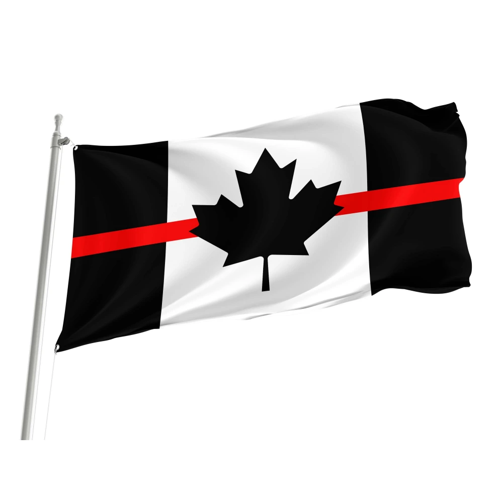 Black Canada Thin Red Line Flag for Indoor & Outdoor Use