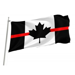 Black Canada Thin Red Line Flag for Indoor & Outdoor Use