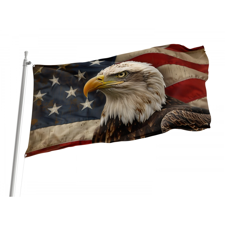 American Flag With Eagle, Unique Design Print - High Quality United States for Indoor and Outdoor Use