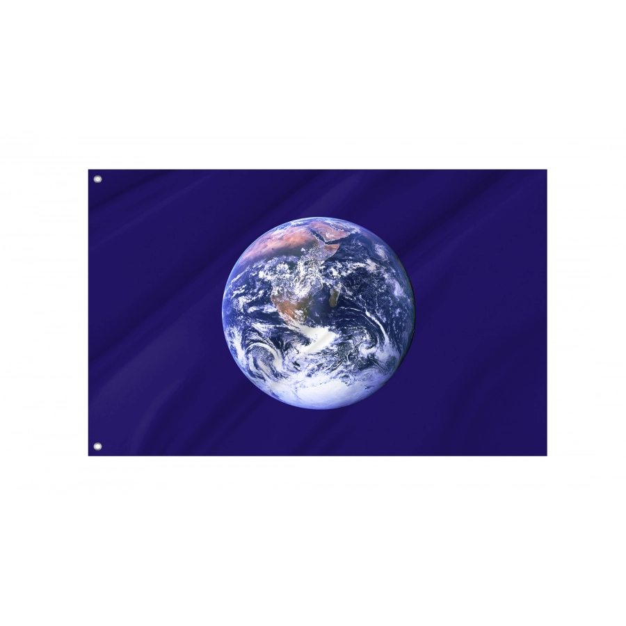 Earth Flag - Planet Symbol on Blue Background