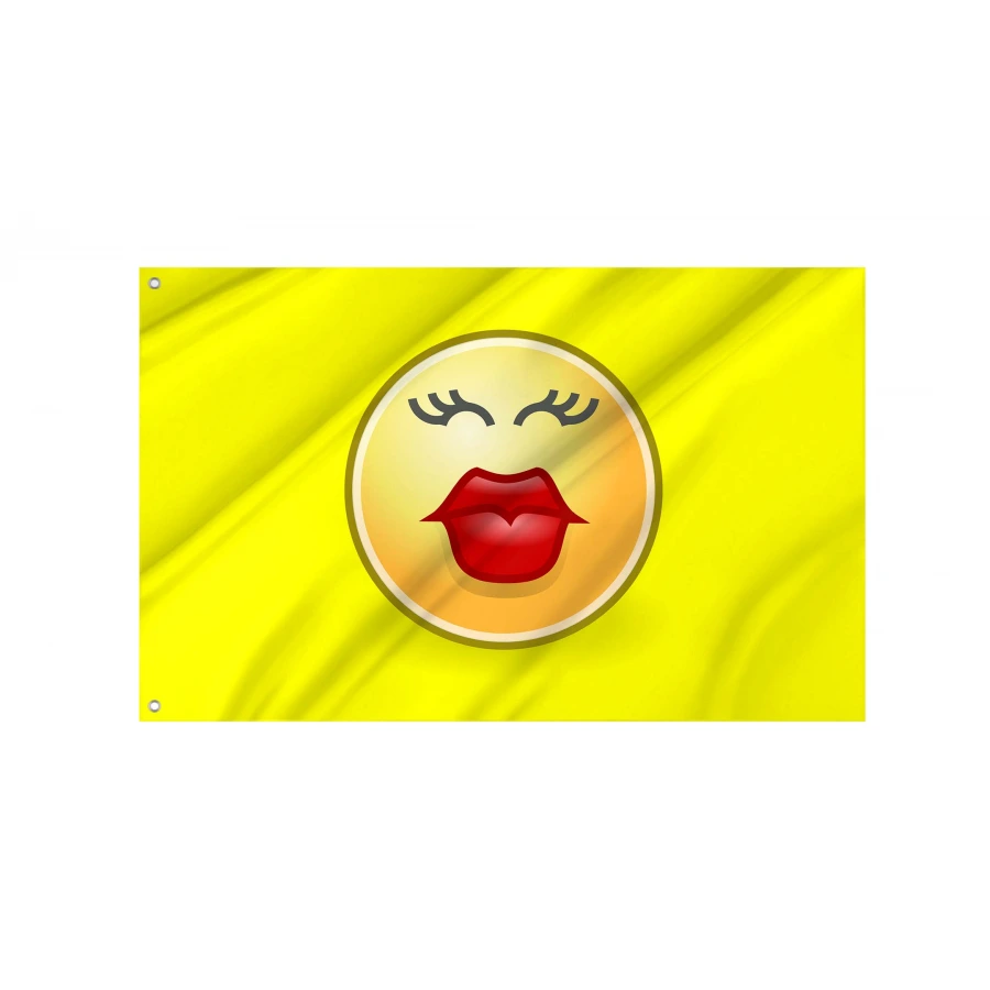 Kissing Face Emoji Flag for Indoor & Outdoor Use, FLAG90
