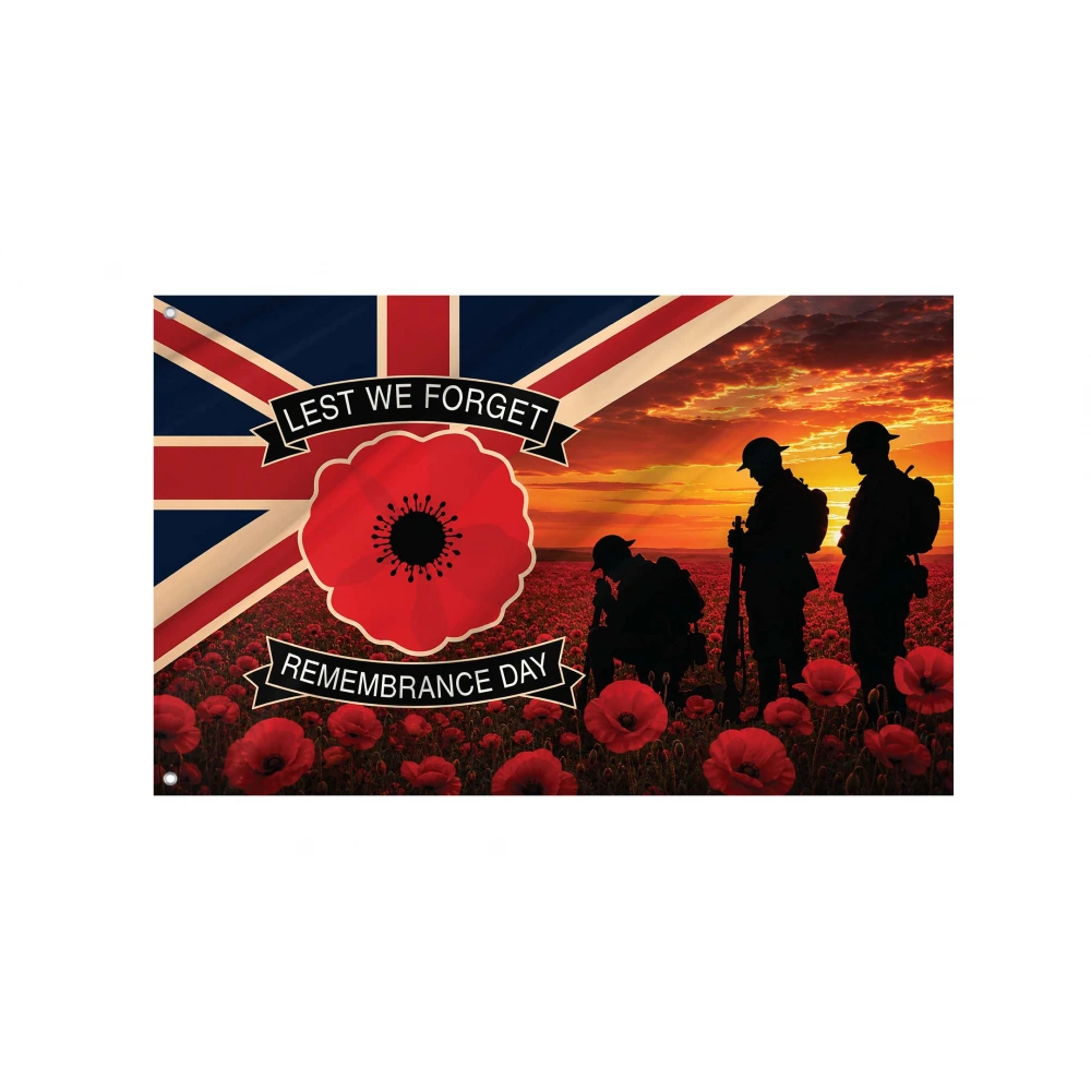 Lest We Forget Remembrance Day Union Jack Flag
