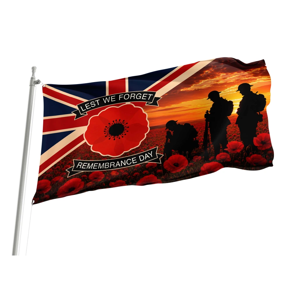 Lest We Forget Remembrance Day Union Jack Flag