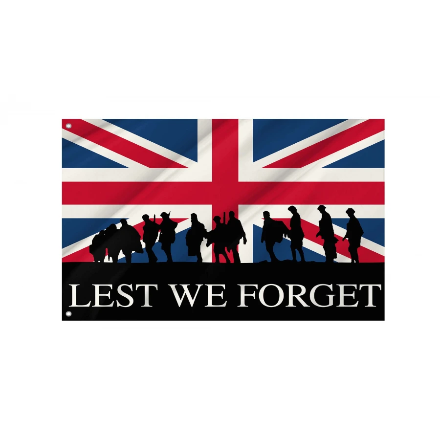 Lest We Forget Union Jack Remembrance Day Soldiers Memorial Flag, FLAG119
