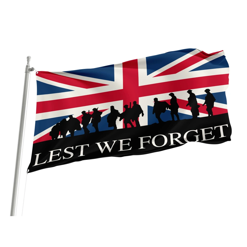 Lest We Forget Union Jack Remembrance Day Soldiers Memorial Flag