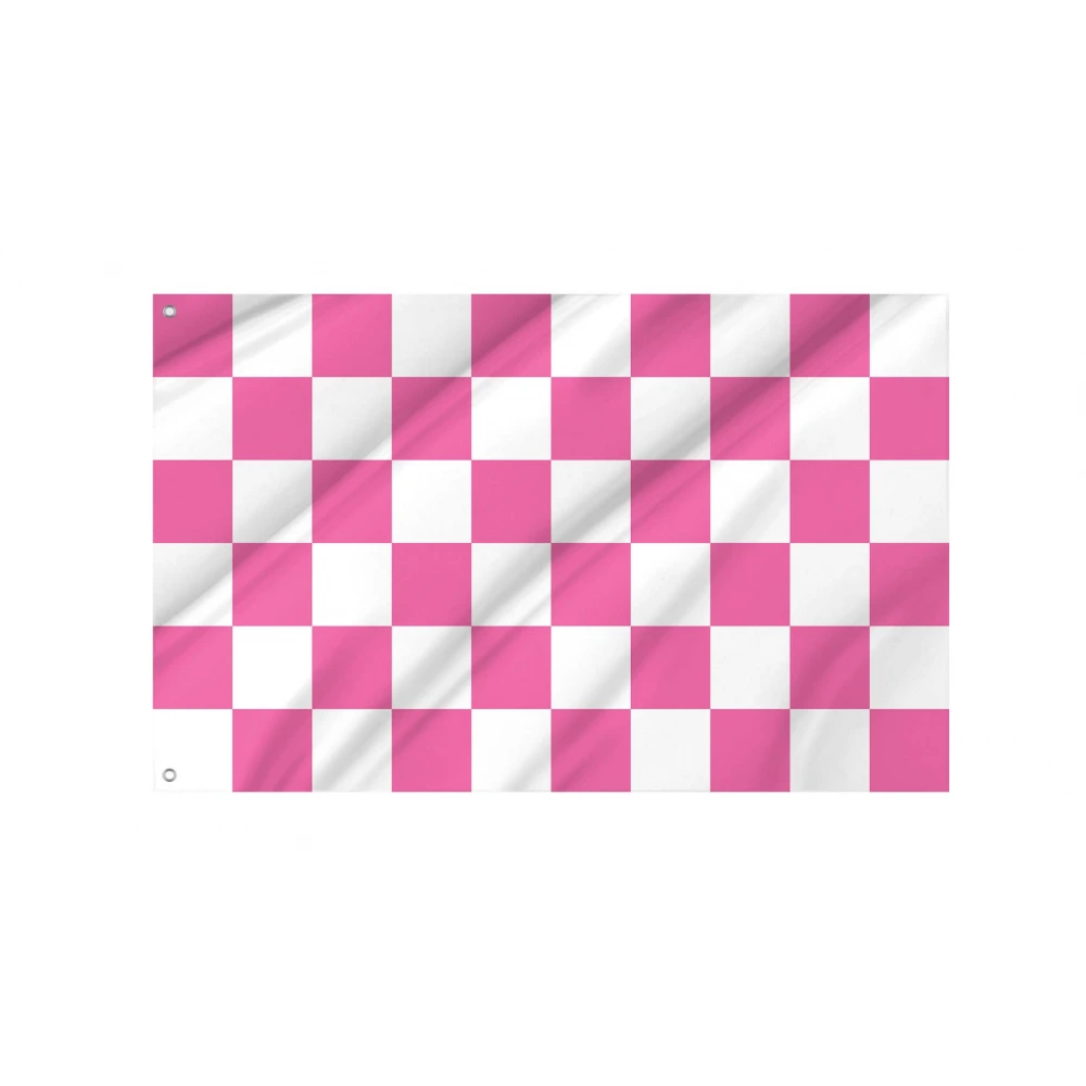 Pink and White Check Flag for Indoor & Outdoor Use