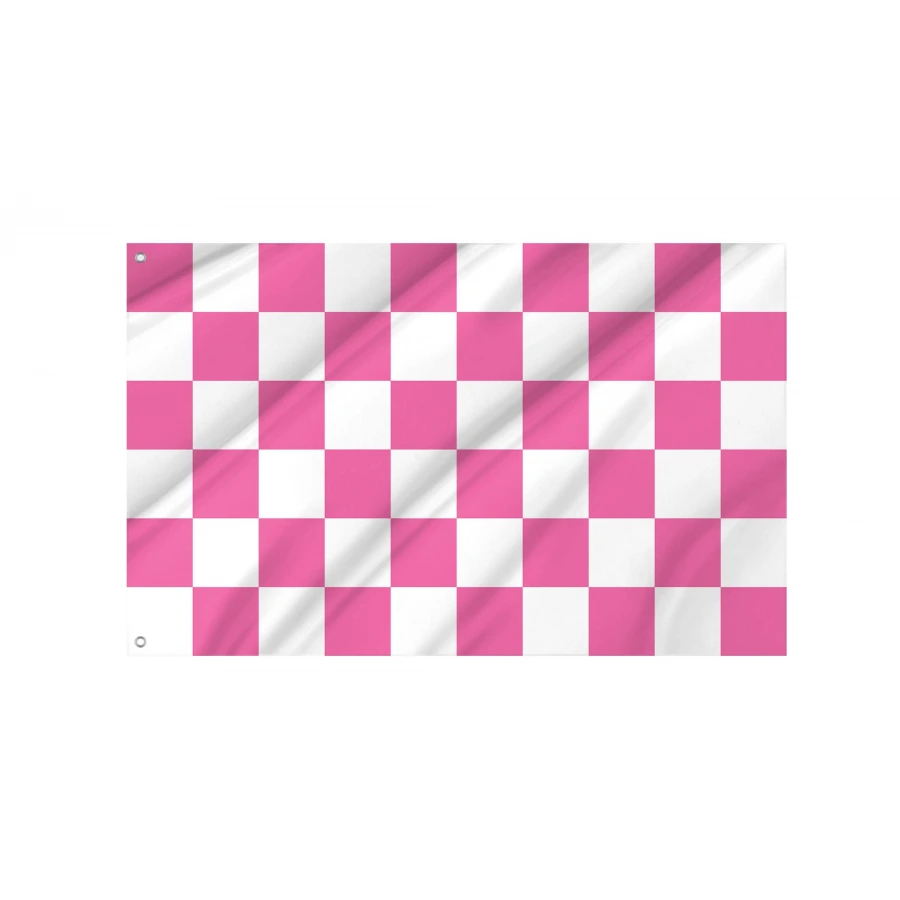 Pink and White Check Flag for Indoor & Outdoor Use, FLAG86