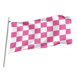 Pink and White Check Flag for Indoor & Outdoor Use