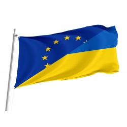 Europe and Ukraine Friendship Flag for Indoor & Outdoor Use
