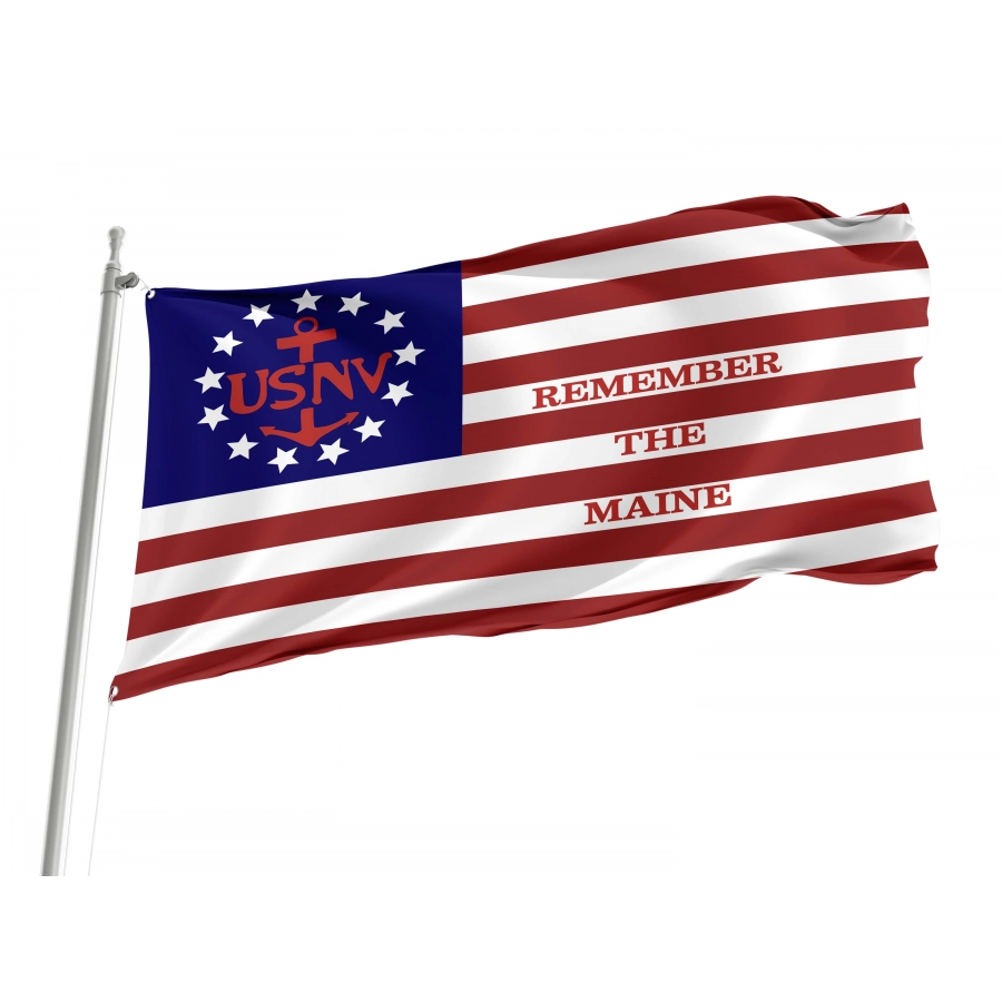 United States Navy 1898, REMEMBER THE MANIE Flag for Indoor & Outdoor Use, USNV01
