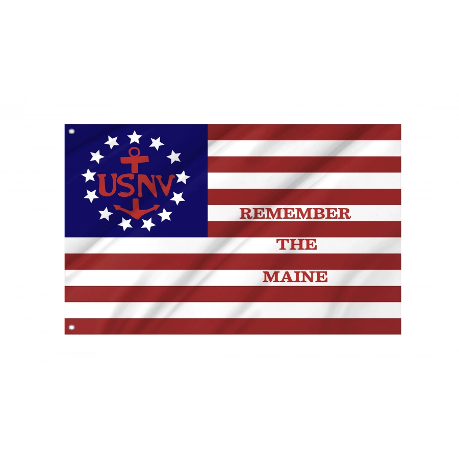 United States Navy 1898, REMEMBER THE MANIE Flag for Indoor & Outdoor Use, USNV01