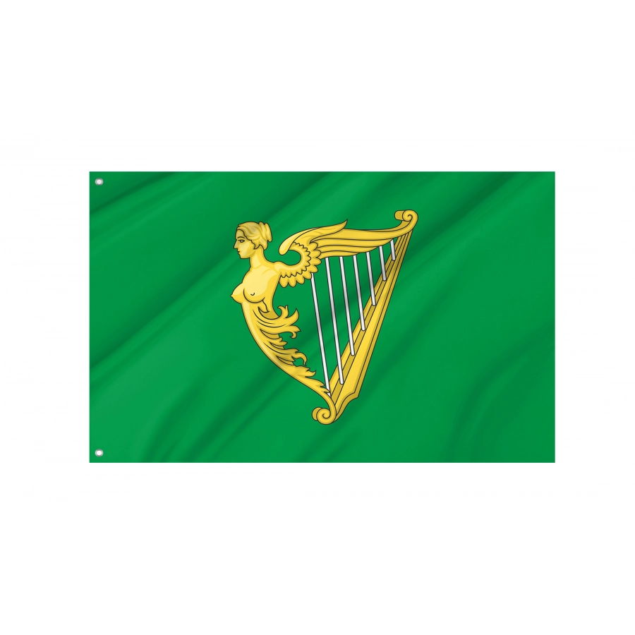 Green Harp Flag of Ireland, Patriotic Flags, Unique Design Print, Flags for Indoor & Outdoor Use