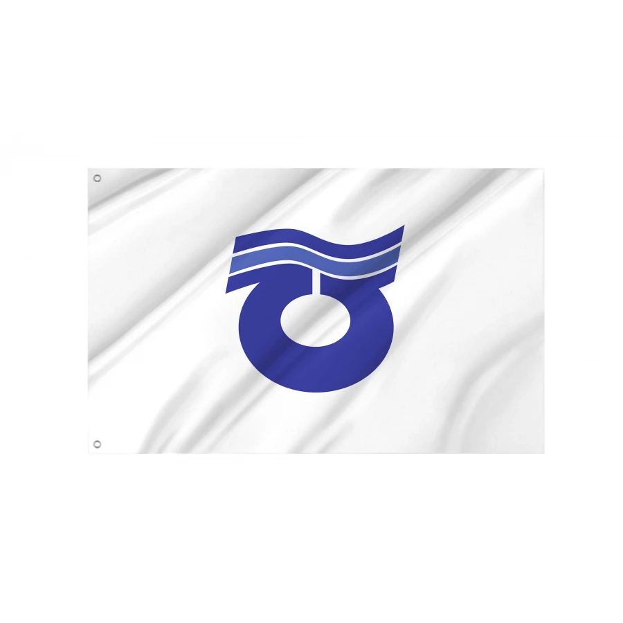 Higashiagatsuma Gunma municipal flag with blue and light blue emblem on white field