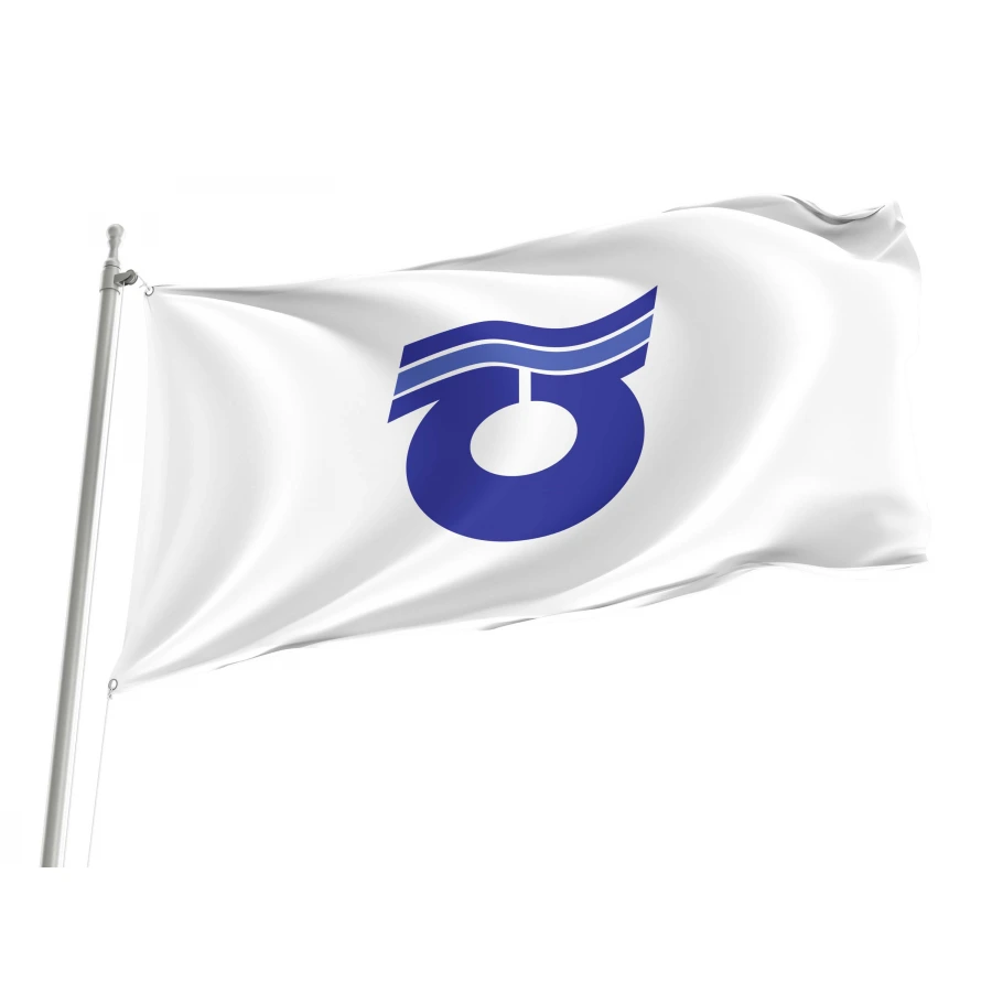 Higashiagatsuma Gunma municipal flag with blue and light blue emblem on white field