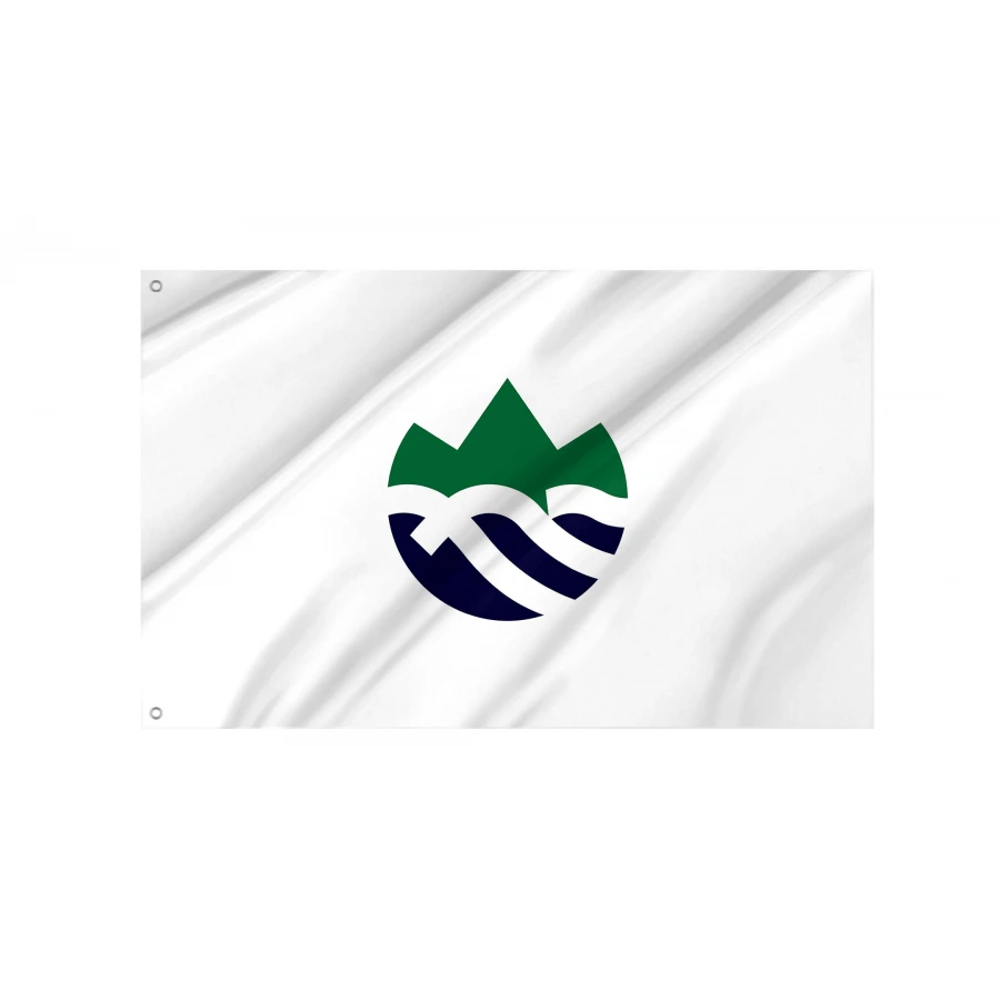 Kanna Gunma municipal flag with blue green and white dinosaur footprint emblem