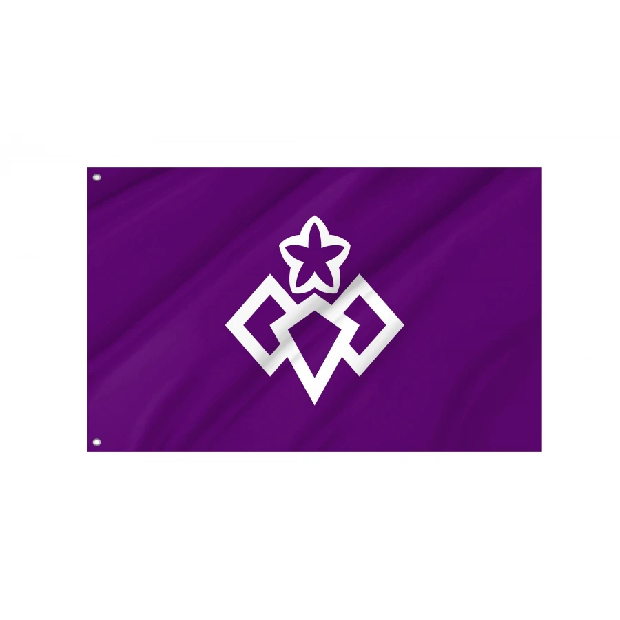 Kiryu Gunma municipal flag with white paulownia emblem on purple field
