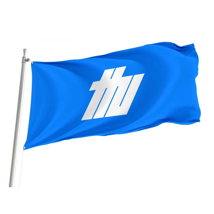 Kujukuri Chiba municipal flag with white wave emblem