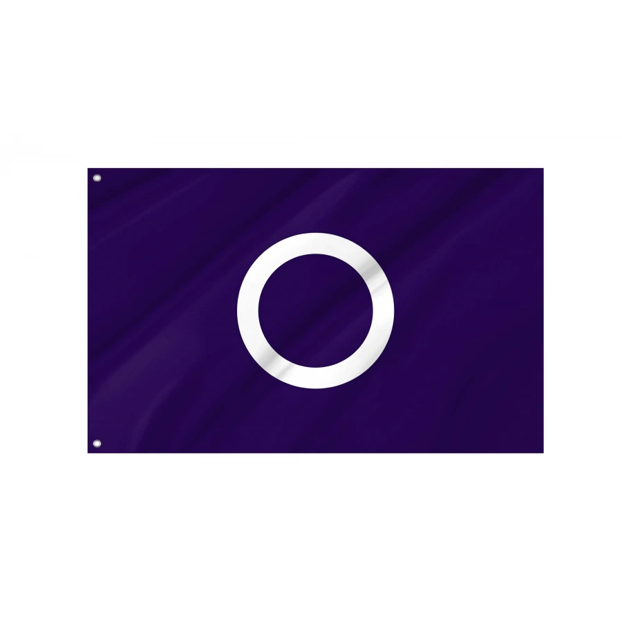 Maebashi Gunma municipal flag with white Wanuki emblem on purple field