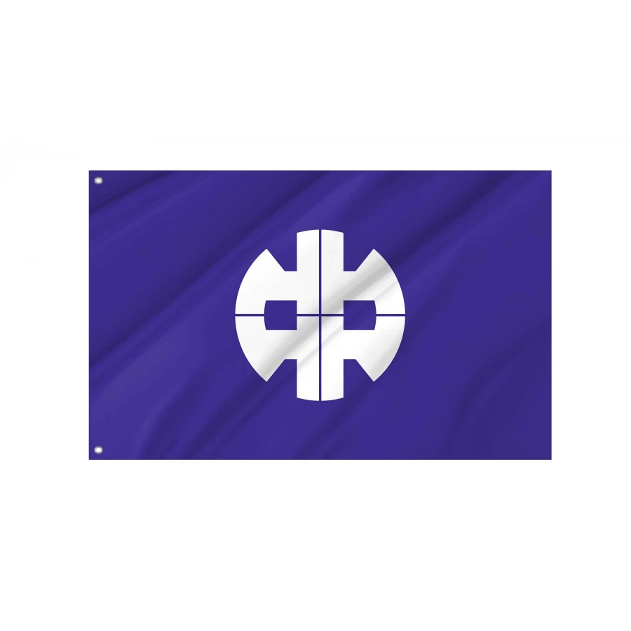 Nakanojo Gunma municipal flag with white historic Naka emblem on purple field