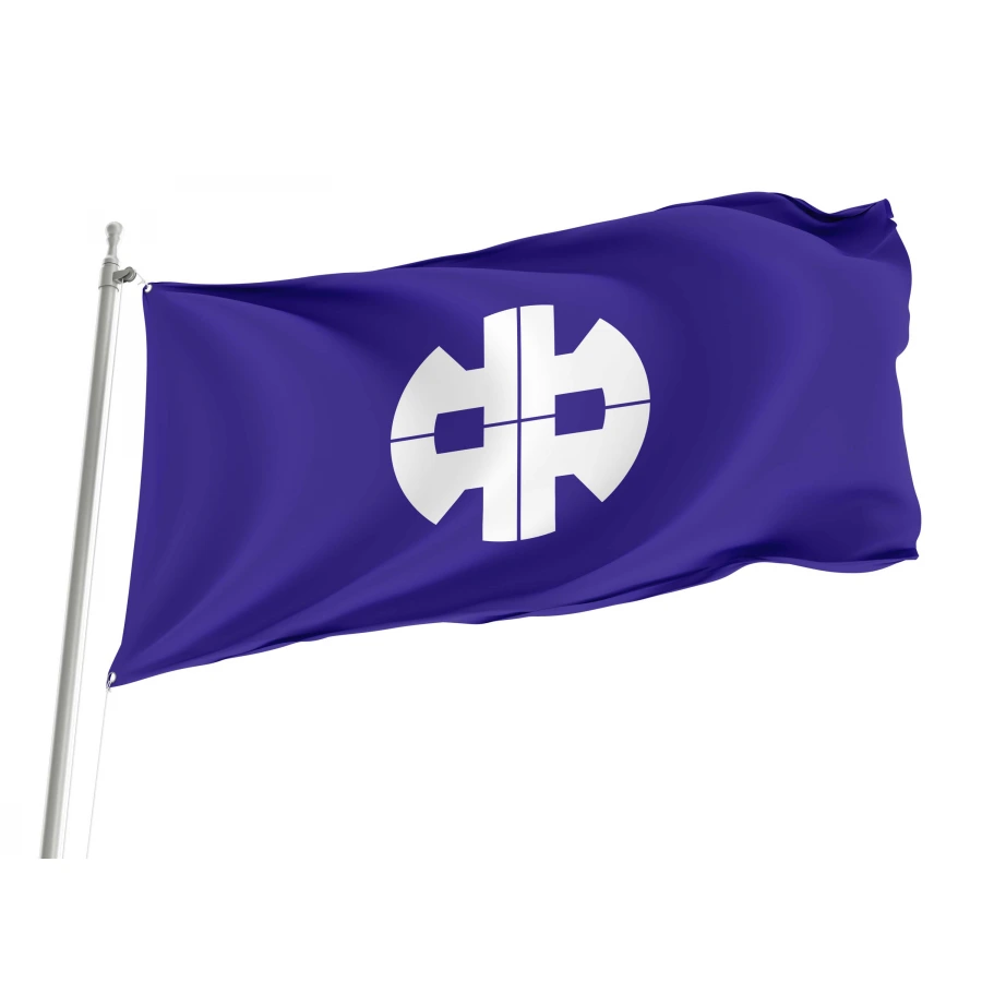 Nakanojo Gunma municipal flag with white historic Naka emblem on purple field