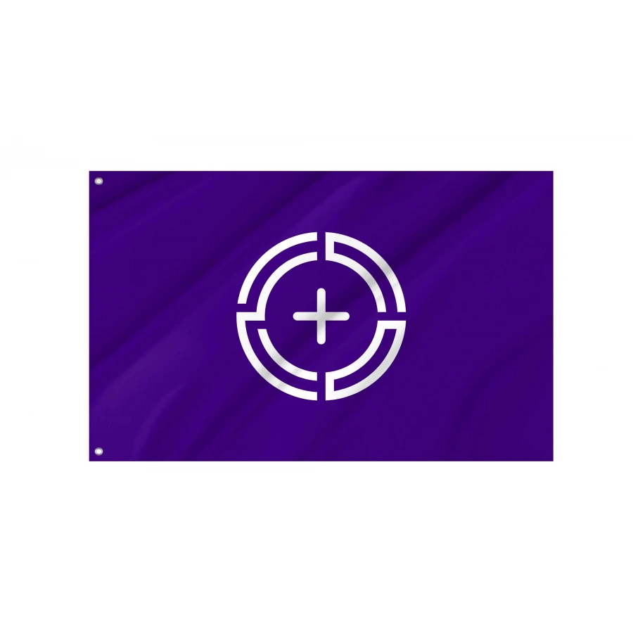Numata Gunma municipal flag with white geometric emblem on purple field