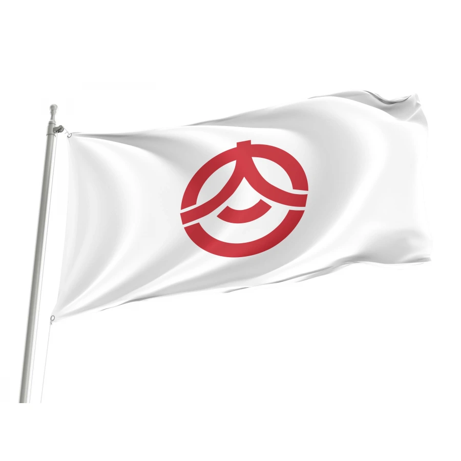Onjuku Chiba municipal flag with red On katakana emblem