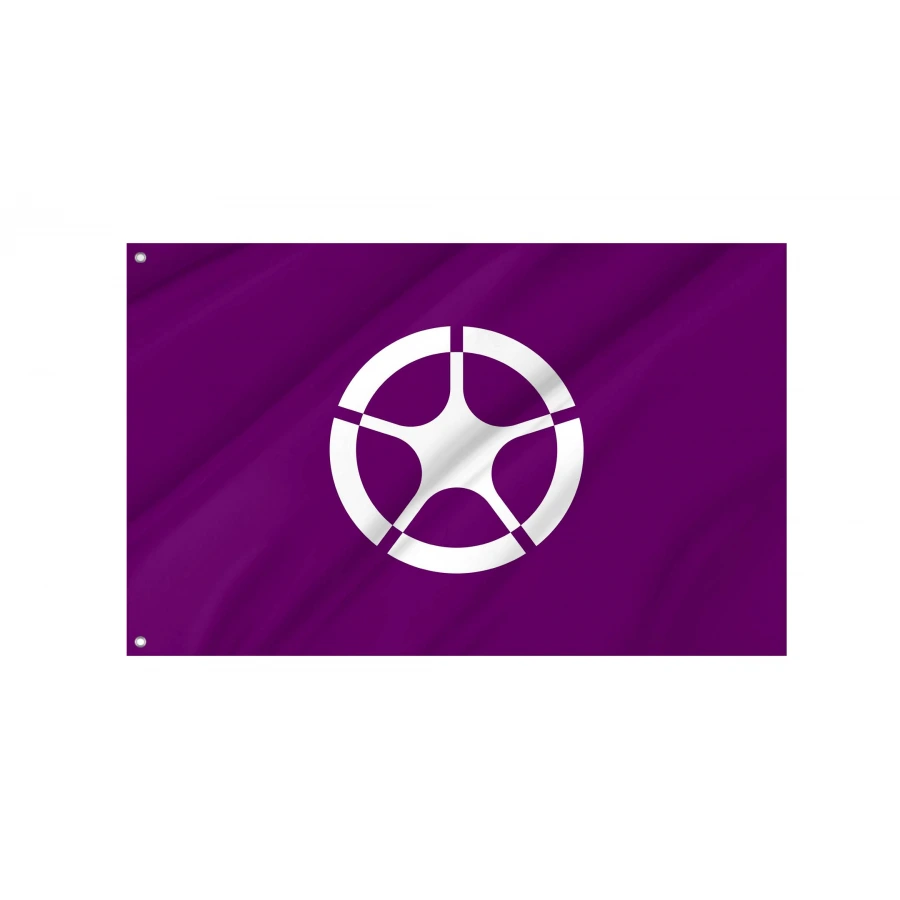 Otaki Chiba municipal flag with white five-part emblem