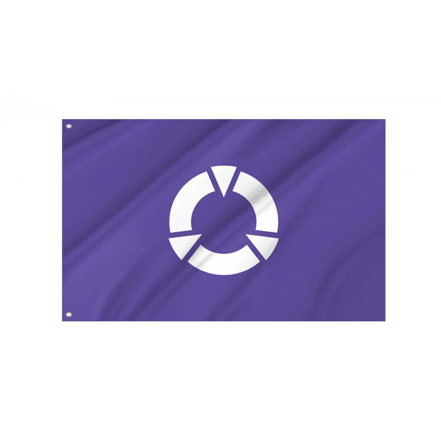 Ryugasaki Ibaraki municipal flag with white dragon and jewel emblem on purple field