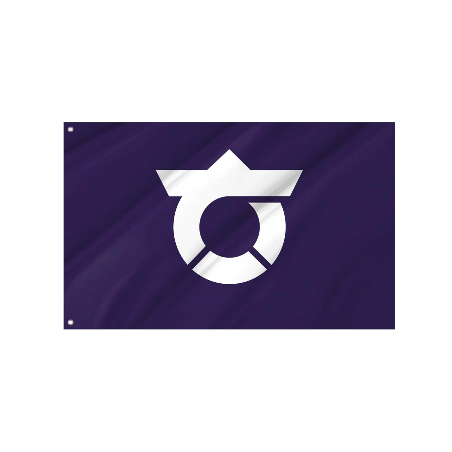 Takayama Gunma municipal flag with white Ta emblem on purple field