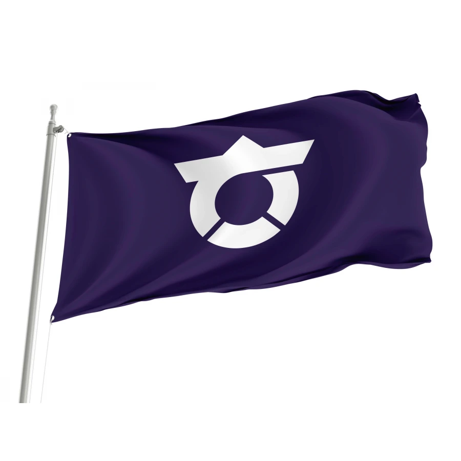 Takayama Gunma municipal flag with white Ta emblem on purple field