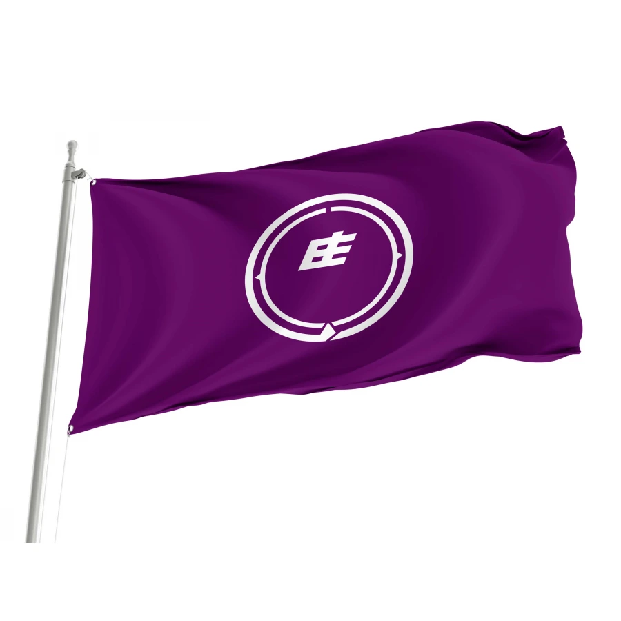 Tonosho Chiba municipal flag with white circular town emblem