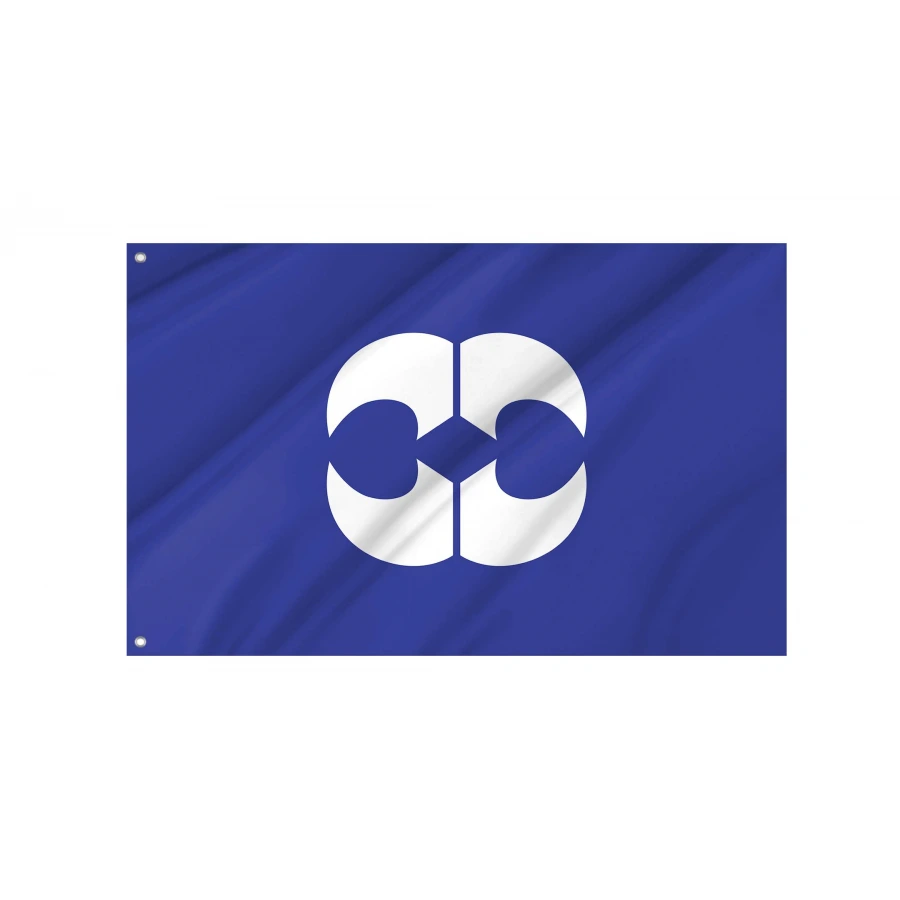Yachimata Chiba municipal flag with white Eight emblem