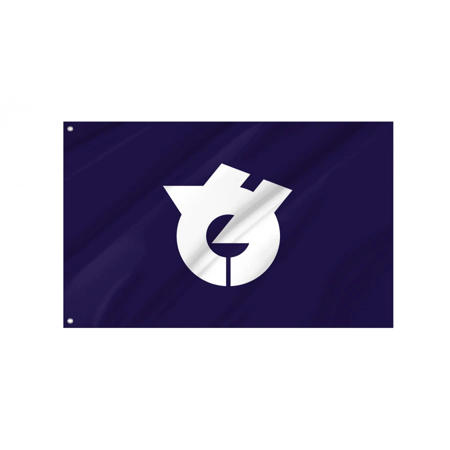 Yachiyo Chiba municipal flag with historic hiragana Ya emblem